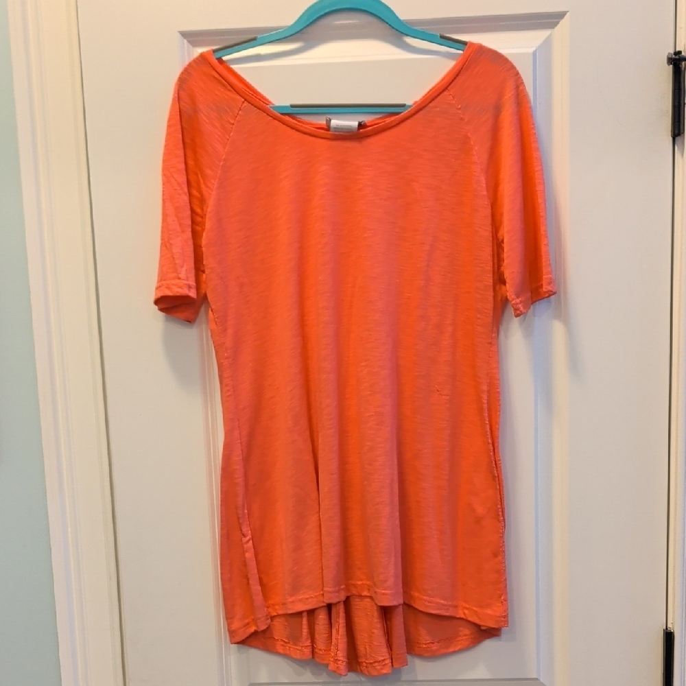 Soft Surroundings Vibrant Coral Short Sleeve Top